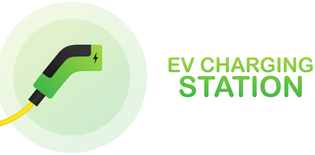 Green EV charging connector with yellow cable, illustrating electric vehicle charging station concept. Highlights sustainability and renewable energy.