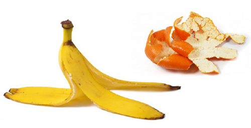 A peeled banana lies next to an orange peel, highlighting fruit waste. This image emphasizes the importance of reducing food waste in dietary discussions.
